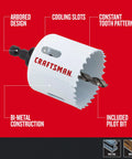 Heavy Duty Bi Metal Hole Saw Kit 7 Piece With Case For Wood And Metal Cutting shown with features labeled
