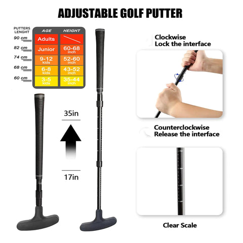 All In One Adjustable Mini Golf Putter Set With 8 Practice Balls Dual Direction Putters For Men Women Right Or Left Handed size guide