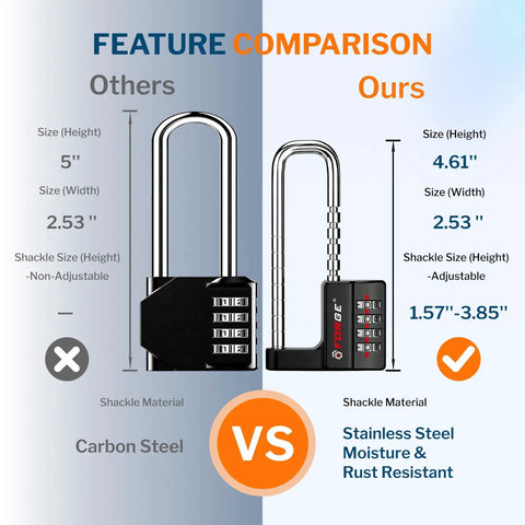 Heavy Duty Four Digit Combo Padlock With Adjustable Shackle Built Tough For Gate And Door Security Zero Hassle Setup Rock Solid Dual Pack In Matte Black Finish
