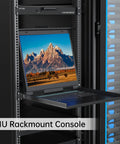 1U Rackmount KVM Switch Console Featuring 19 Inch LCD Display Integrated Keyboard And Touchpad Eight Port VGA Server Manager in rack
