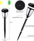 12 Pack Solar Pathway Lights RGB Color Changing Outdoor Garden Lights Auto Color Shifting IP44 Waterproof Solar Powered Landscape Lighting For Lawn Patio Yard Walkway Deck Driveway with dimensions and frosted plastic cover