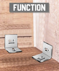 Badass Steel Table Top Fasteners And Heavy Duty Connectors Silver Finish 36 Piece Kit showing steel brackets for strong connections.