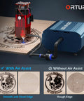 Air Assist Pump For Laser Engravers And Cutters With Adjustable 0 To 30 Lpm Airflow shown enhancing wood engraving detail.