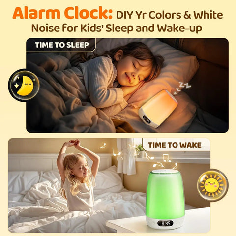 Smart App Controlled Night Light With Built In Sound Machine For Baby Nursery 48 RGB Colors 14 White Noise Sounds Bluetooth Beats