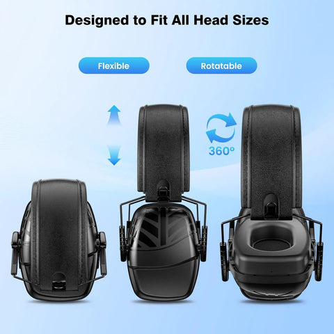 2 Pack Ear Protection Muffs NRR 35dB Hearing Protection Noise Canceling Over Ear Muffs displayed in black with adjustable headbands