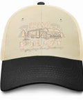 Front view of Funny RV Pilot Road Trip Hat Adjustable Camper Cap For Vacation Travel Golf Fans Unisex Dad Hat with mesh back