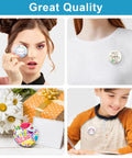 Total Game Changer 200 Piece 1.25 Inch Button Maker Supplies with colorful round badges held by a model and worn by children.