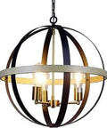 Abbott Farmhouse Style 3 Light Pendant in Black Bronze Wood Finish 20 Inch Wide E26 Type A Bulbs Not Included Hardwired Ceiling Light
