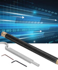 No Sweat Wood Lathe Hollowing Tool with Replaceable Tungsten Alloy Blade and Comfy Aluminum Handle on blue digital background.