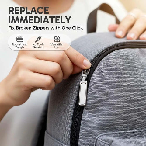 Removable Universal Anti Slip Zipper Pull Replacement Kit For Jackets Luggage Backpacks Purses Boots Pants And Tents Easy Install Zipper Repair Tabs 5PCS being installed on a backpack zipper.