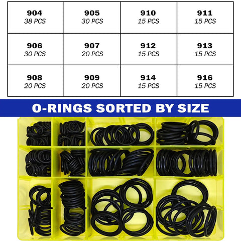 Hydraulic O Ring Kit With 12 Sizes For ORB Fittings SAE 900 Series Buna N 90 Durometer Hose Seals And Replacement Pack