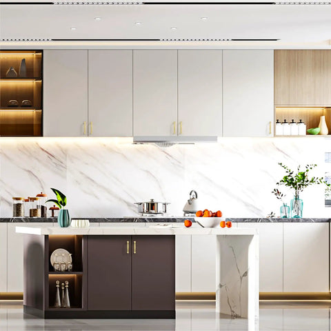 Modern kitchen featuring 10 Pack 3 Inch Brushed Gold Cabinet Pulls Heavy Duty Zinc Alloy Handles For Cupboard And Drawer Cabinets