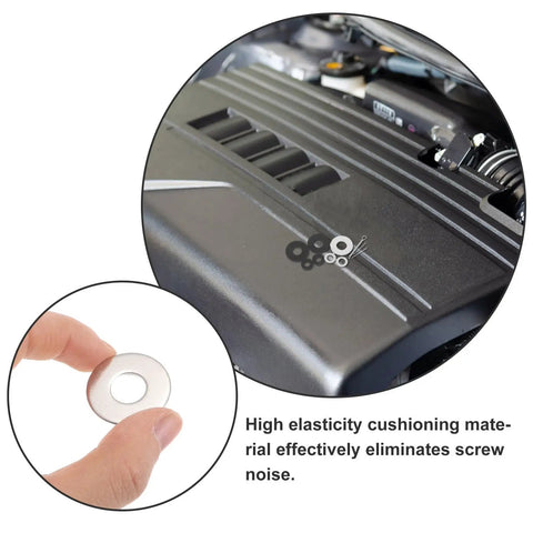 Universal Motorcycle Pedal Spacer Washers, clear polymer shim, used to reduce engine hum and vibration, showing installation.