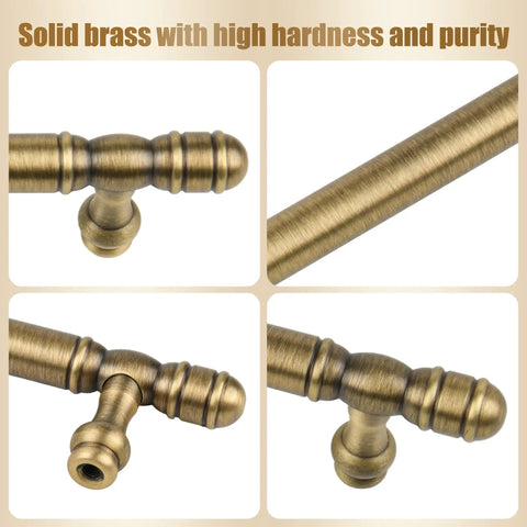 Detailed view of Five Pack Matte Bronze Solid Brass Cabinet Handles For Kitchen Drawers And Furniture Doors 3 Inch Center To Center Antique Cupboard Wardrobe Pulls