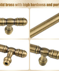 Close-up of Matte Bronze Solid Brass Cabinet Pulls Set Of 2 showing antique brass finish and design details.