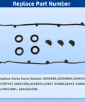 Engine Valve Cover Gasket Set For Hyundai And Kia 2.0L L4 Cars Elantra Tiburon Tucson Soul Spectra Spectra5 Sportage 2003-2012 Easy Install Replacement Kit With O-Rings And Grommets