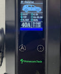 Level 2 Electric Vehicle Charger 30 Foot Cord 40 Amp 240V Charging Station displaying EV charging status and settings.