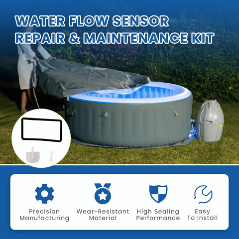Water Flow Sensor Repair Kit With Pin For Coleman Lay Z Spa Tub Fix E02 Error Includes Replacement Magnetic Paddle Seal And Nylon Retaining Pin For Easy DIY Spa Maintenance. Spa tub cover and repair kit parts