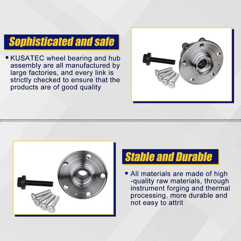 513253-K Front And Rear Wheel Bearing And Hub Assembly 2 Pack For Audi A3 Q3 TT Quattro And VW Jetta Passat Golf GTI