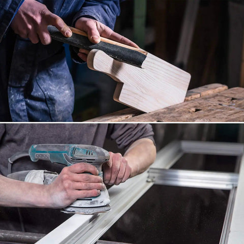 Using Wet Dry Sandpaper Set With Sanding Sponge, 90-Piece Assorted Grit 400 to 3000 on wood furniture and metal frame