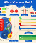Toddler Golf Set With Easy Carry Cart, 4 Clubs, 8 Balls, Flags, Holes And Mat Indoor And Outdoor Mini Golf Kit for 3 to 5 year olds