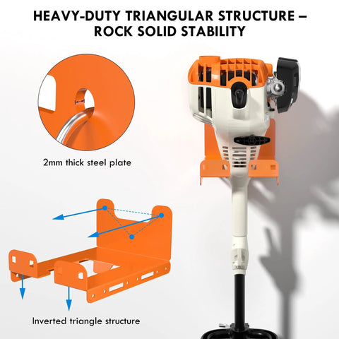 Heavy Duty Weed Eater And Hedge Trimmer Wall Mount Rack For Garage And Shed Tool Organizer Orange With Reinforced 2mm Steel