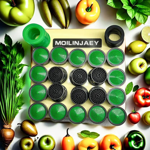 Top Shelf Faucet Aerator Inserts 1.5 Gpm Flow Restrictor For Kitchen And Bath Fixtures displayed with fresh vegetables.