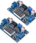 Pack of two DC Buck Power Converter Module with LED voltmeter display, adjustable 4 to 40V input and 1.25 to 37V output.