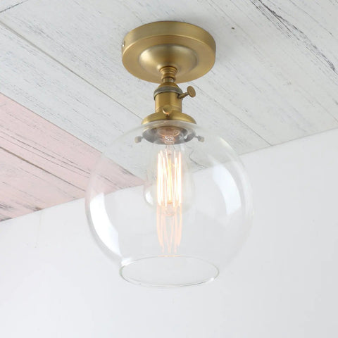 Retro Glass Globe Pendant Light One Light Ceiling Fixture With Rustic Charm And Retro Vibe, E26 Socket, 7.9 Inch Clear Globe, 1-Light Chandelier For Living Room Or Kitchen, Bulb Not Included, Compatible With LED CFL Halogen