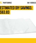 W11086533 Sound Shield Insulation For Whirlpool Kenmore KitchenAid Maytag Dishwashers displayed as a white sound shield material.