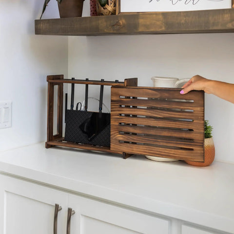 Dark Oak Router Storage Box With Wall Mount And Cable Management System Hides Ugly Modems While Keeping Cables Tidy A Real Space Saver
