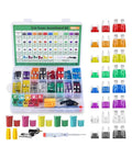 304 Piece Car Fuse Kit With Standard Mini Carblade Fuses, Low High Profile Box Fuses, And A Handy Fuse Puller with compartments.