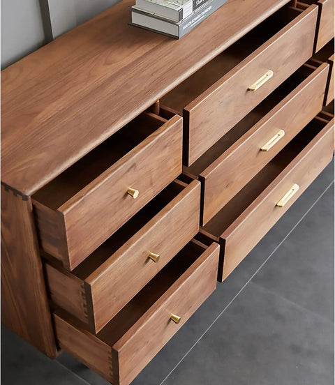 Dresser with open drawers showing Push to Open Drawer Slides Undermount Runners 2 Fold Ball Bearing Full Extension 350mm Set of 1 Pair Silver