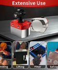 Heavy Duty 180 Lb On Off Magnetic Welding Square Base for Lifting and Handling Built to Last shown in various uses