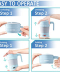 Travel Electric Kettle 700ML Foldable BPA Free Portable Kettle With Keep Warm And Delay Start 110V in use and foldable design