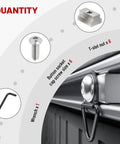 Toyota Tundra Tacoma Bed Rail Cleat T Slot Nut With Three Eighths Inch Thread Stainless Steel Tie Down Kit Six Pack Includes Button Head Socket Cap Screws And Wrench shown with components displayed