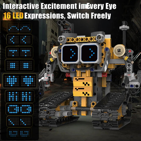 Robot Building Kit 5 In 1 STEM Toys With Remote And App Control For Kids 373 Pieces Featuring 16 LED Expressions, Awesome Christmas And Birthday Gift For Teens Boys And Girls, Hands On Tech Fun, robot close-up