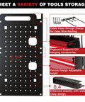 Wall Mounted Power Tool Organizer With Charging Station And 8 Drill Holders Four Layer Garage Storage Rack feature diagram