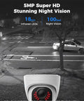 Hardwired Outdoor Security Cam PoE Dome With 5MP HD Night Vision, Smart Human Vehicle Animal Detection, Works With Smart Home