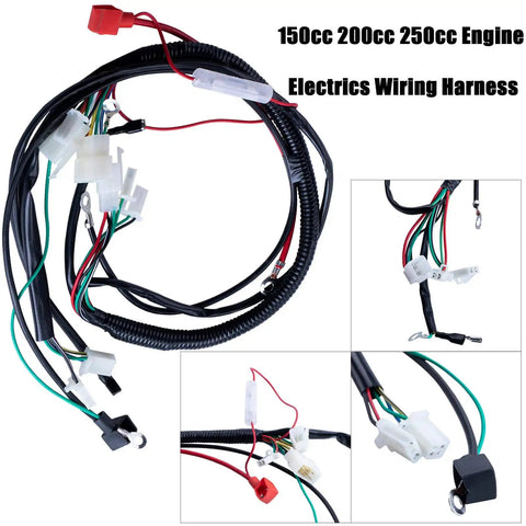Complete ATV Wiring Harness Kit With Beefed Up CDI Ignition Coil Solenoid Relay Spark Plug Set For Chinese 4 Stroke Quad