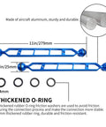 Beefy 11 Inch Underwater Aluminum Extension Arm Set With Dual Ball Heads 1 Inch Connector Waterproof And Rustproof shown with rubber O-rings