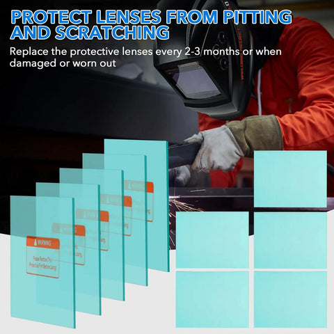 Replacement Outer Lens Covers And Inner Filter For True Color Auto Darkening Welding Helmet Clear Shield with wearing instructions