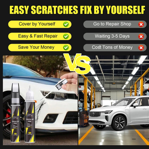 Comparison of using Crystal White 707 Volvo Touch Up Paint And Scratch Remover Kit 2 In 1 Quick Fix For Nicks And Chips With Exact Color Match For XC60 XC90 XC40 S60 S90 V60 V90 And More versus repair shop