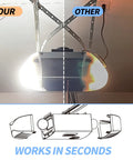 LED Light Bulbs For Garage Door Opener 5000K White 9W E26 Base Two Pack Fits Most Garage Door Openers No Fuss Install Energy Efficient Bright Flood Lighting For Fast Night Access installed and lit