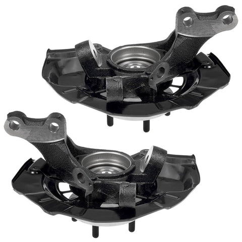 Front 2pc Steering Knuckles And Wheel Bearing Hubs Replacement For 2007 2011 Toyota Camry And 2007 2012 Lexus ES350 Includes Two Steering Knuckles And Wheel Hub Assemblies in black metal, close-up view