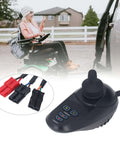All Aluminum Electric Wheelchair Joystick Controller 18V To 30V Brushed Motor shown with connectors and wheelchair user