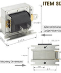 Direct Replacement Laminated Solenoid For Central Boiler Woodmaster Crown Royal Hardy Wood Stove 4X240 with dimensions shown
