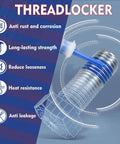 Illustration of Blue And Red Thread Locker Kit For Nuts Bolts And Metal Fasteners, Medium And High Strength, Prevents Loosening