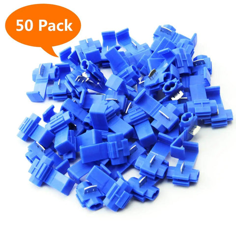 Easy Plug And Play Solderless Quick Splice Wire Connector Kit With Color Coded Clips For 16 To 14 Gauge 50 Blue