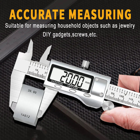 Stainless Steel 6 Inch Digital Caliper With Large LCD Screen Auto Off Inch Metric Conversion Vernier Caliper Measuring Tool